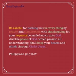 When our schedules are full and we are pushed from one thing to another, we can still choose peace. Philippains 4:6,7 explains how.