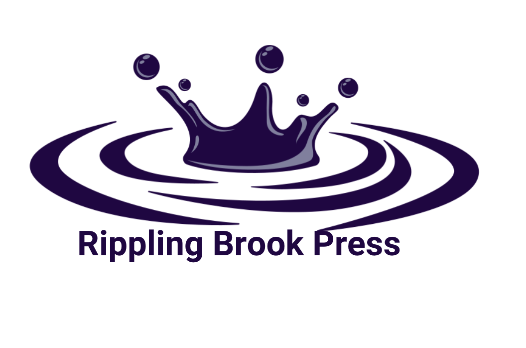 Logo of Rippling Brook Press. A crown shaped splash surrounded by ripples